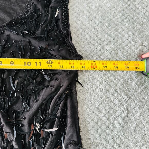 Vintage black sequin/beaded funky sheer high neck tank top beta's choice M - Picture 5 of 5